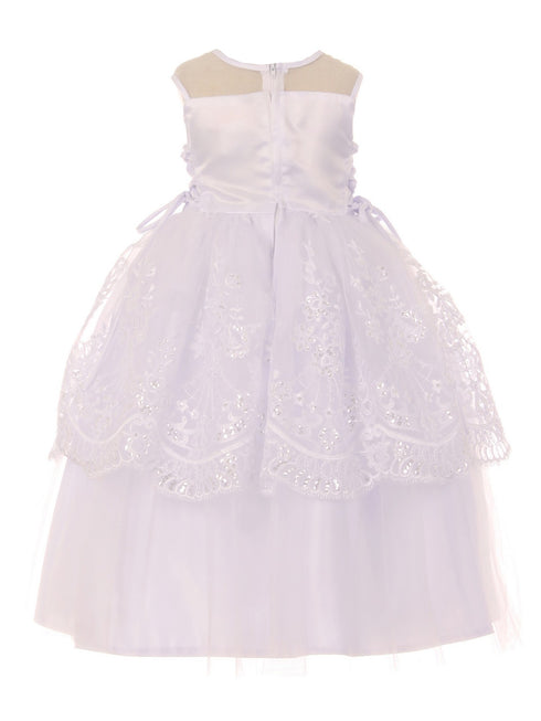 Rain Kids Little Girls White Pearl Sequin Beaded Christening Bolero Dress 2-6 - SophiasStyle.com